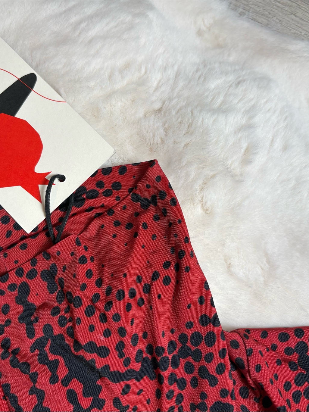 Untitled In Motion Orma Turtleneck In Zora Red Black Swirl Dot - S Nwt — image 5 of 8